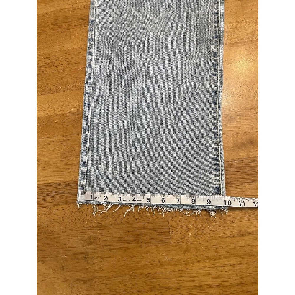 Zara Jeans Womens 34 Blue Light Wash Hi Rise Wide‎ Leg Raw Hem Size USA 2 NWT - Picture 9 of 11